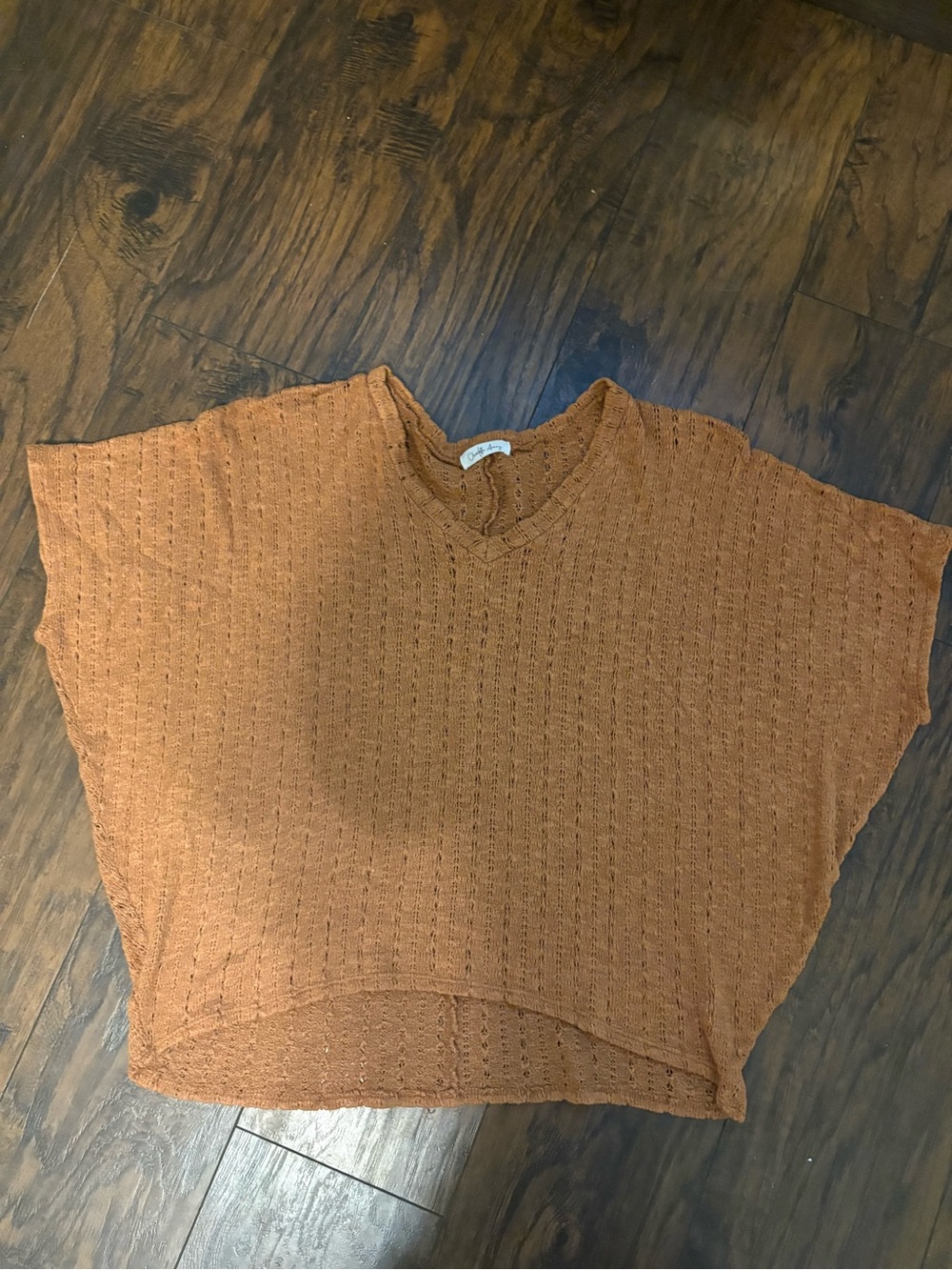 Lightweight Rust Knit V-Neck Sweater Top - Women